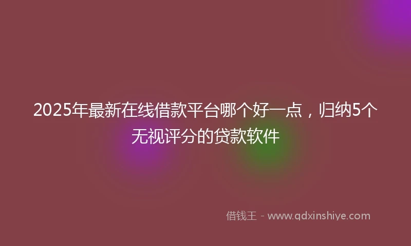 2025年最新在线借款平台哪个好一点，归纳5个无视评分的贷款软件