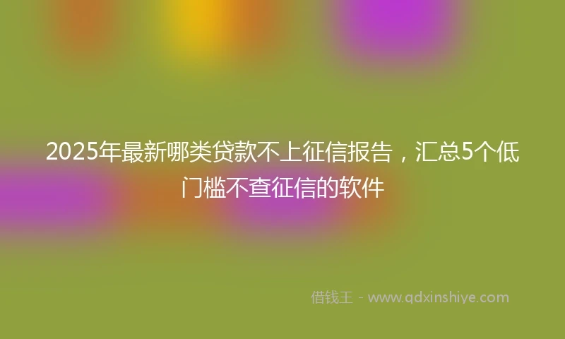 2025年最新哪类贷款不上征信报告，汇总5个低门槛不查征信的软件