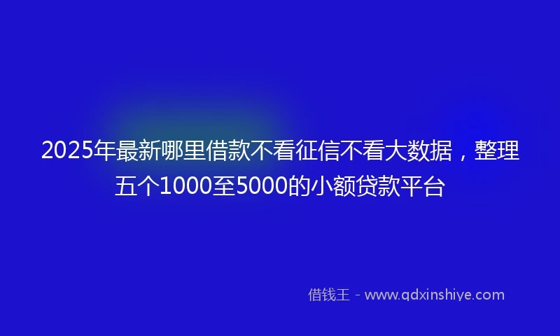 2025年最新哪里借款不看征信不看大数据，整理五个1000至5000的小额贷款平台