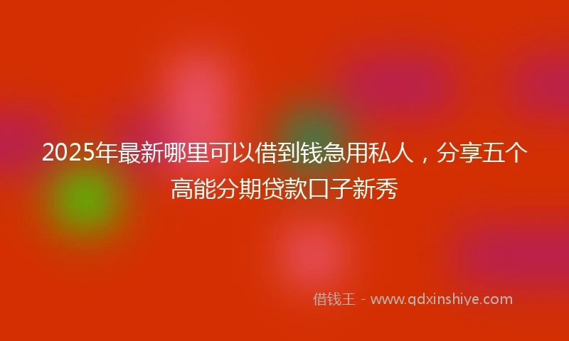 2025年最新哪里可以借到钱急用私人，分享五个高能分期贷款口子新秀