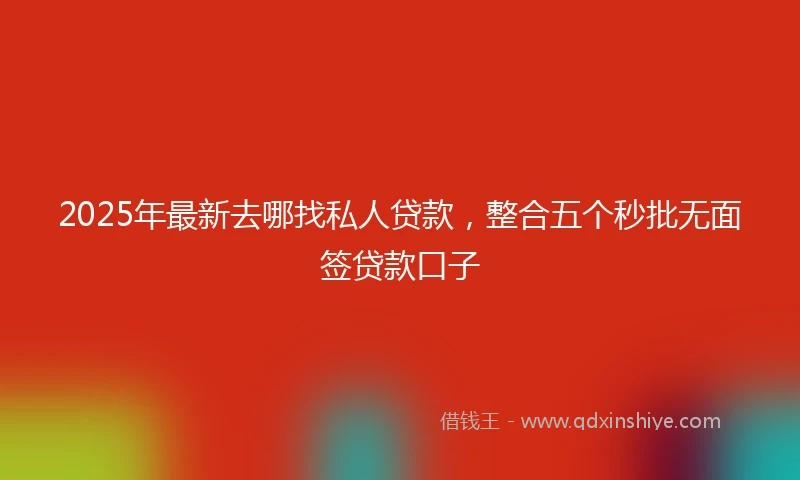 2025年最新去哪找私人贷款，整合五个秒批无面签贷款口子