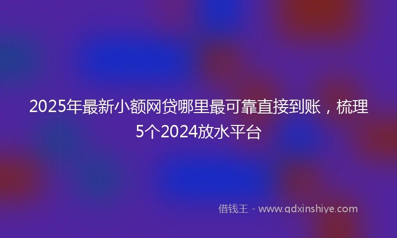 2025年最新小额网贷哪里最可靠直接到账，梳理5个2024放水平台