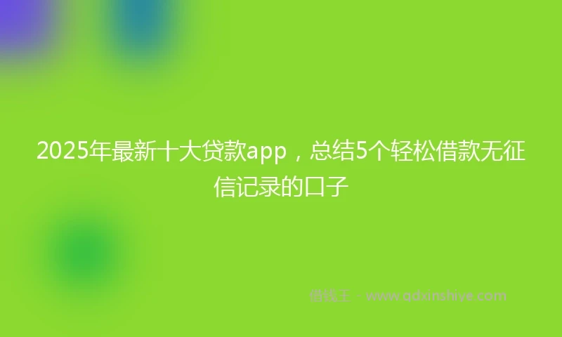 2025年最新十大贷款app，总结5个轻松借款无征信记录的口子