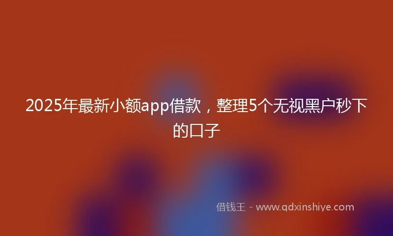 2025年最新小额app借款，整理5个无视黑户秒下的口子