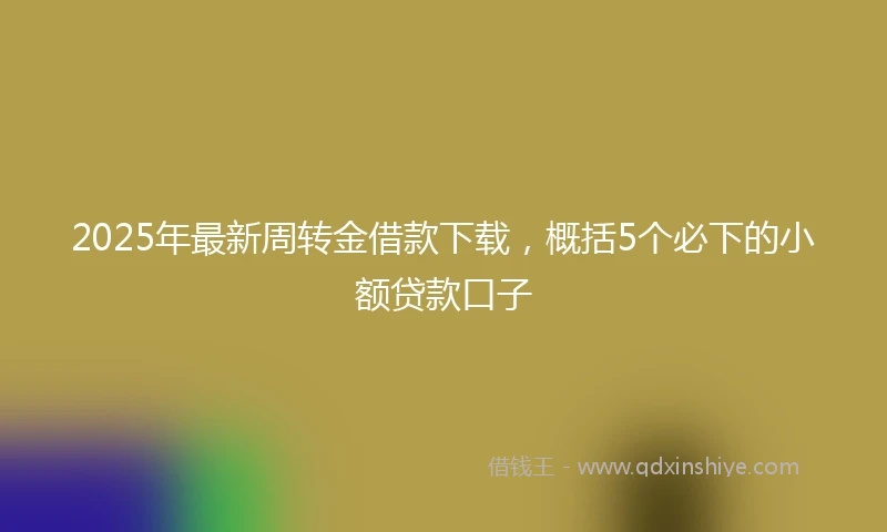 2025年最新周转金借款下载，概括5个必下的小额贷款口子