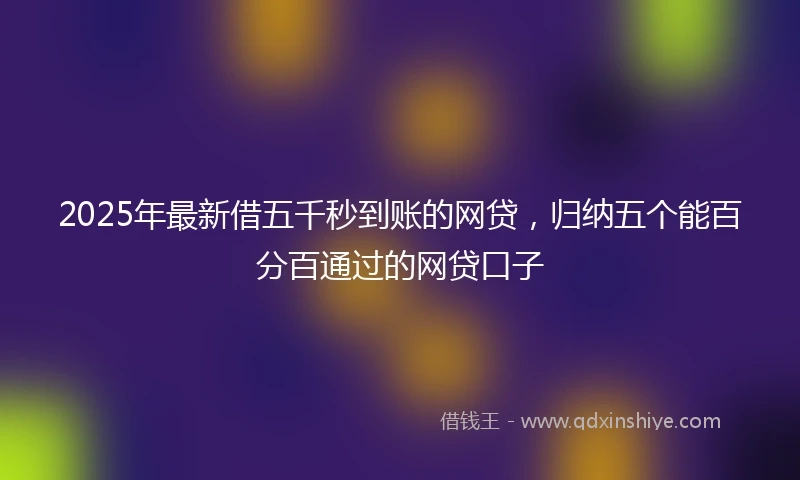 2025年最新借五千秒到账的网贷，归纳五个能百分百通过的网贷口子