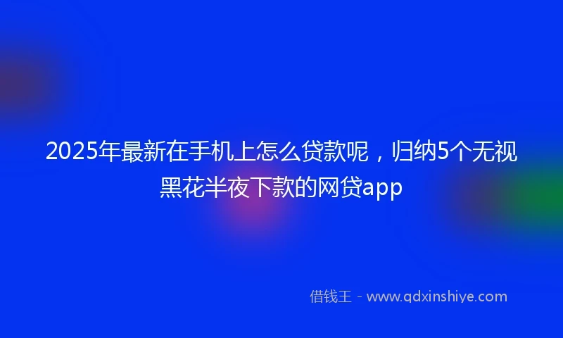 2025年最新在手机上怎么贷款呢,归纳5个无视黑花半夜下款的网贷app
