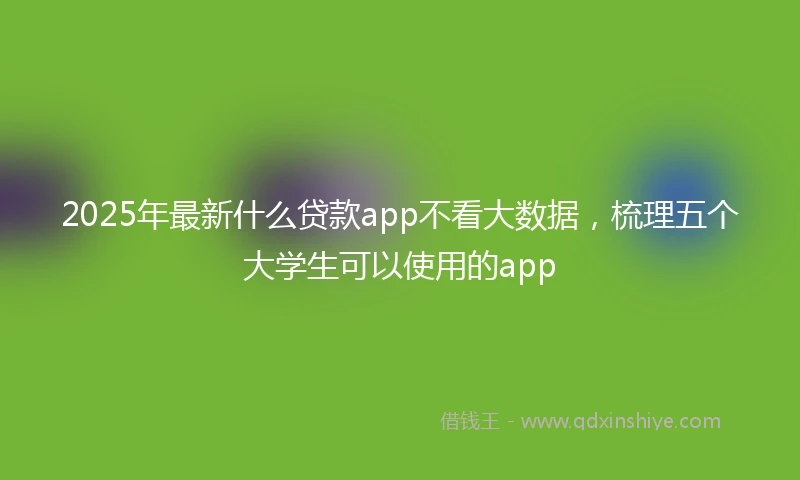 2025年最新什么贷款app不看大数据，梳理五个大学生可以使用的app