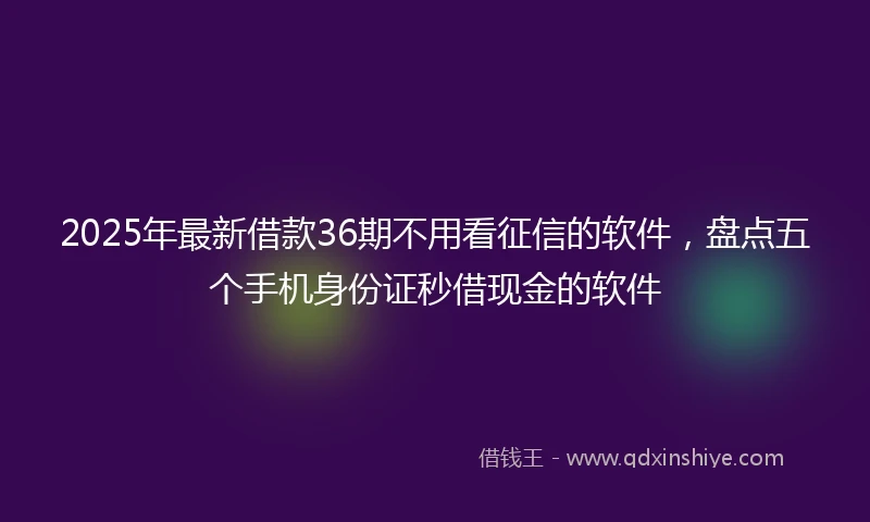 2025年最新借款36期不用看征信的软件，盘点五个手机身份证秒借现金的软件