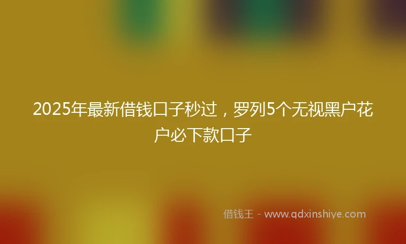 2025年最新借钱口子秒过，罗列5个无视黑户花户必下款口子