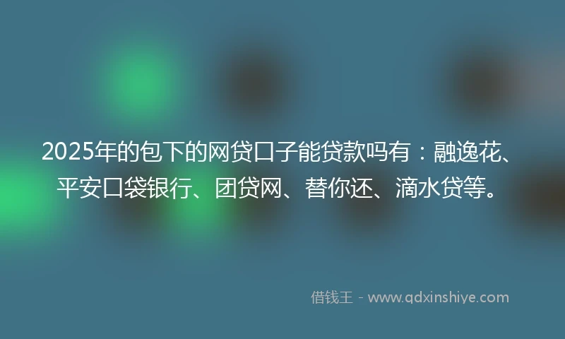 2025年的包下的网贷口子能贷款吗有：融逸花、平安口袋银行、团贷网、替你还、滴水贷等。