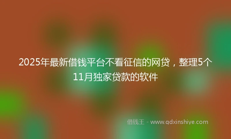 2025年最新借钱平台不看征信的网贷，整理5个11月独家贷款的软件