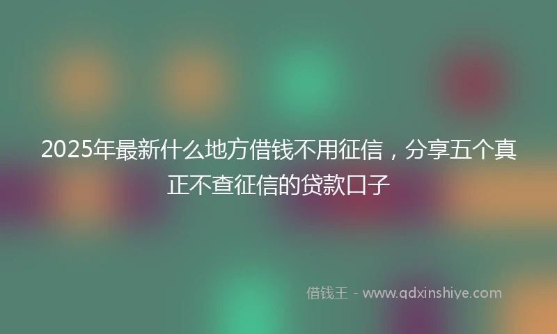2025年最新什么地方借钱不用征信，分享五个真正不查征信的贷款口子
