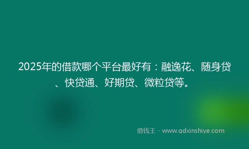 2025年的借款哪个平台最好有：融逸花、随身贷、快贷通、好期贷、微粒贷等。