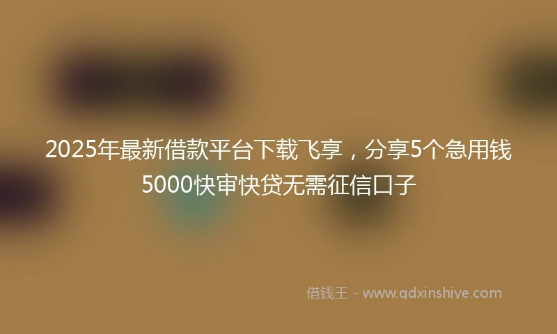2025年最新借款平台下载飞享，分享5个急用钱5000快审快贷无需征信口子