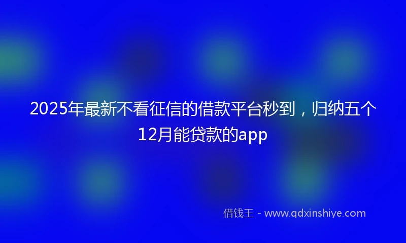 2025年最新不看征信的借款平台秒到，归纳五个12月能贷款的app