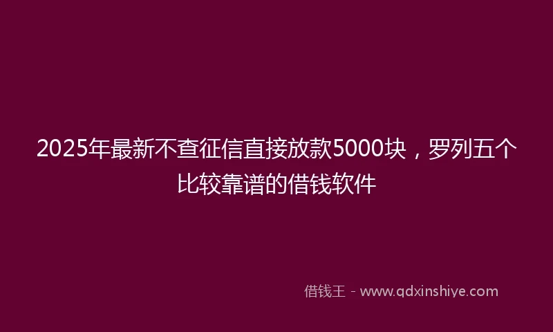 2025年最新不查征信直接放款5000块，罗列五个比较靠谱的借钱软件