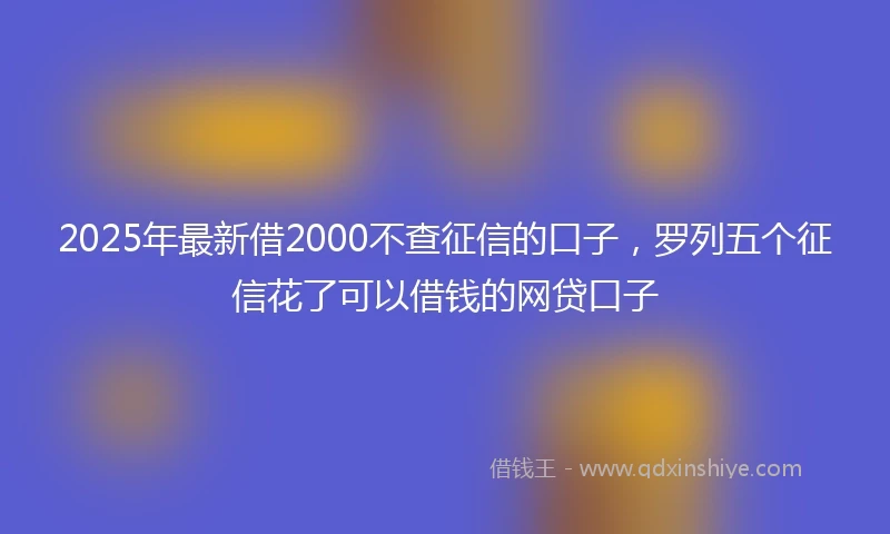 2025年最新借2000不查征信的口子，罗列五个征信花了可以借钱的网贷口子
