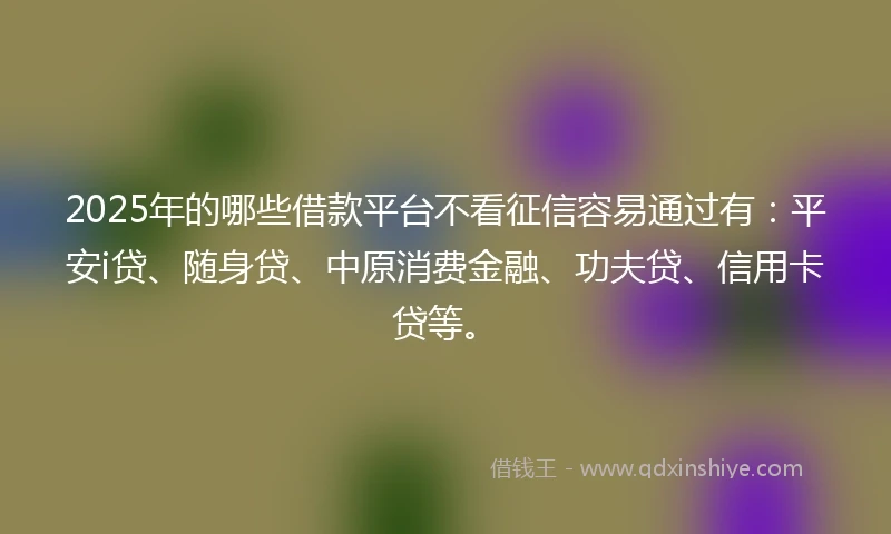 2025年的哪些借款平台不看征信容易通过有：平安i贷、随身贷、中原消费金融、功夫贷、信用卡贷等。