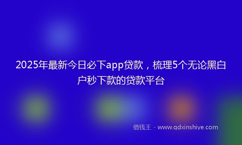 2025年最新今日必下app贷款，梳理5个无论黑白户秒下款的贷款平台