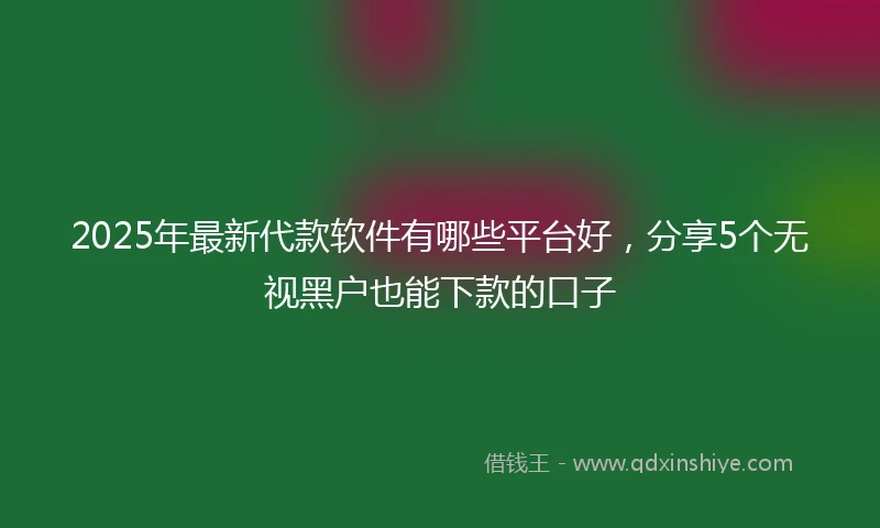2025年最新代款软件有哪些平台好，分享5个无视黑户也能下款的口子