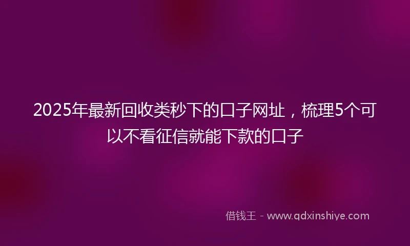2025年最新回收类秒下的口子网址，梳理5个可以不看征信就能下款的口子