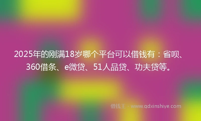 2025年的刚满18岁哪个平台可以借钱有：省呗、360借条、e微贷、51人品贷、功夫贷等。