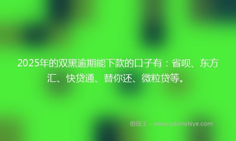 2025年的双黑逾期能下款的口子有：省呗、东方汇、快贷通、替你还、微粒贷等。