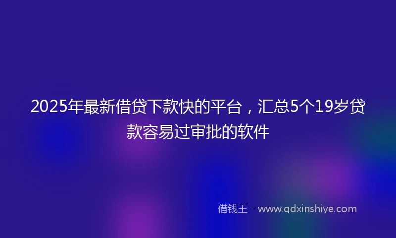 2025年最新借贷下款快的平台，汇总5个19岁贷款容易过审批的软件