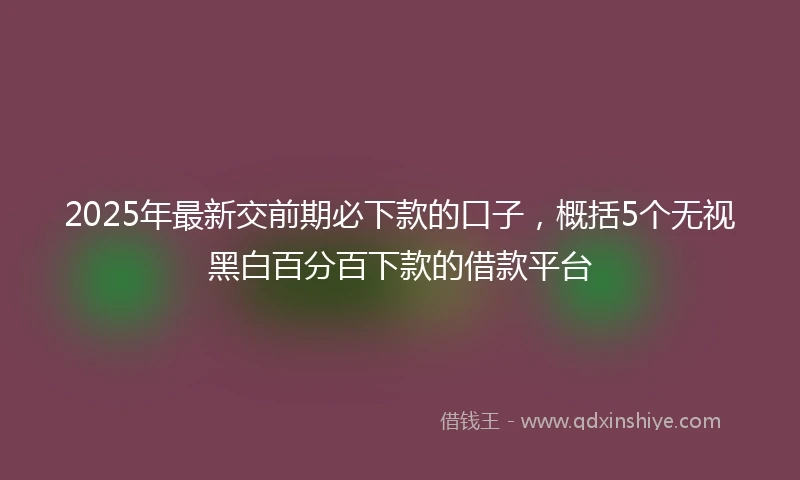 2025年最新交前期必下款的口子，概括5个无视黑白百分百下款的借款平台