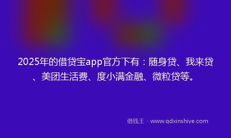 2025年的借贷宝app官方下有：随身贷、我来贷、美团生活费、度小满金融、微粒贷等。