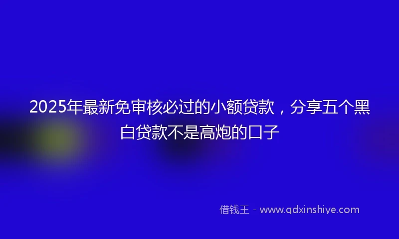2025年最新免审核必过的小额贷款，分享五个黑白贷款不是高炮的口子