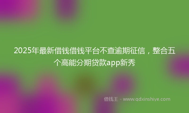2025年最新借钱借钱平台不查逾期征信，整合五个高能分期贷款app新秀