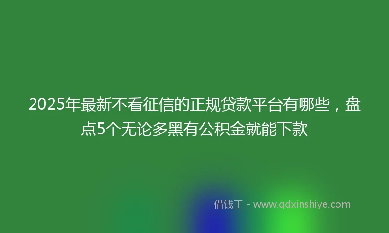 2025年最新不看征信的正规贷款平台有哪些，盘点5个无论多黑有公积金就能下款
