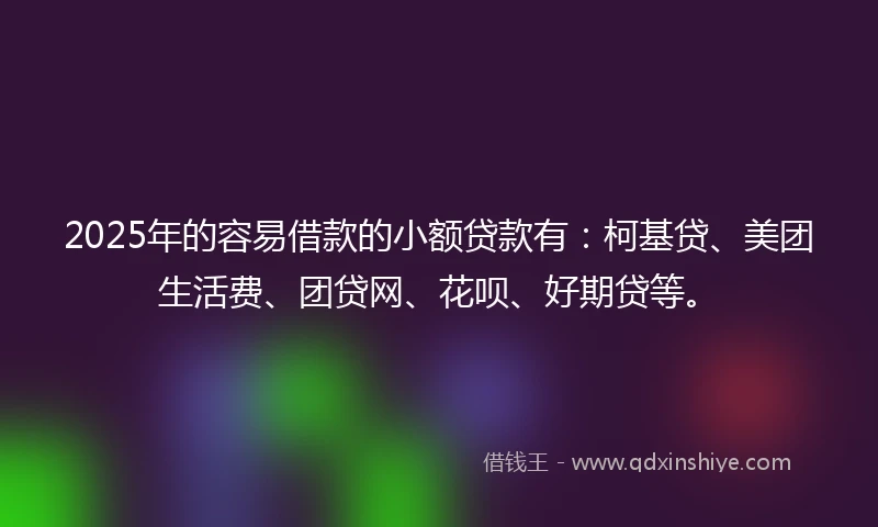 2025年的容易借款的小额贷款有:柯基贷、美团生活费、团贷网、花呗、好期贷等。