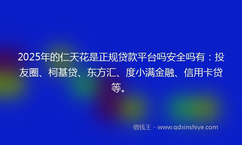 2025年的仁天花是正规贷款平台吗安全吗有：投友圈、柯基贷、东方汇、度小满金融、信用卡贷等。
