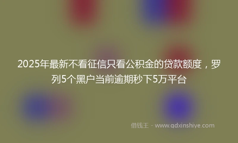 2025年最新不看征信只看公积金的贷款额度，罗列5个黑户当前逾期秒下5万平台