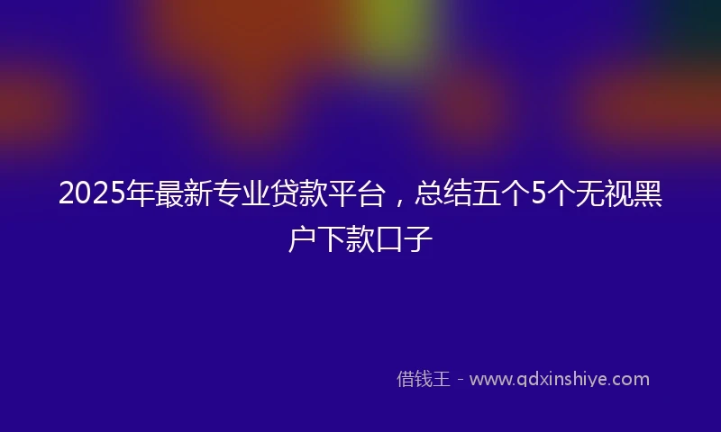 2025年最新专业贷款平台，总结五个5个无视黑户下款口子