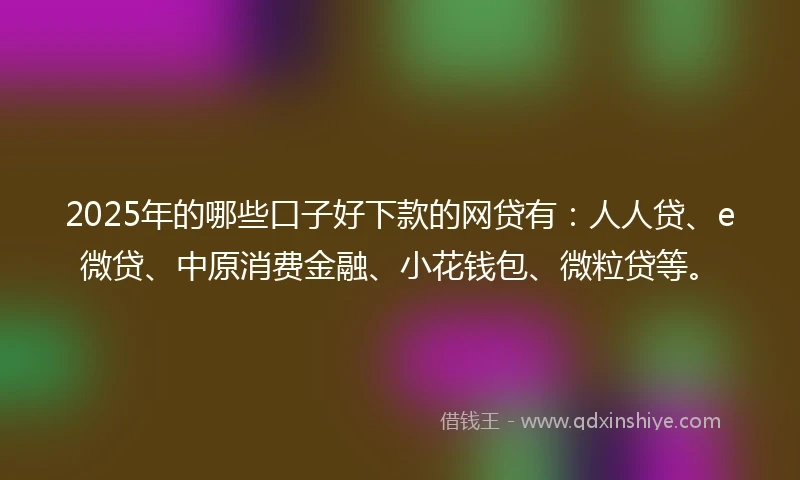 2025年的哪些口子好下款的网贷有：人人贷、e微贷、中原消费金融、小花钱包、微粒贷等。