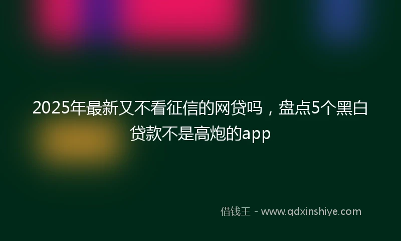 2025年最新又不看征信的网贷吗，盘点5个黑白贷款不是高炮的app