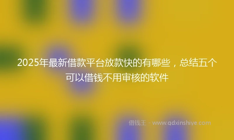 2025年最新借款平台放款快的有哪些，总结五个可以借钱不用审核的软件