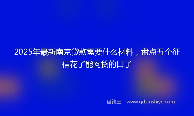 2025年最新南京贷款需要什么材料，盘点五个征信花了能网贷的口子