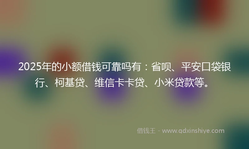 2025年的小额借钱可靠吗有：省呗、平安口袋银行、柯基贷、维信卡卡贷、小米贷款等。