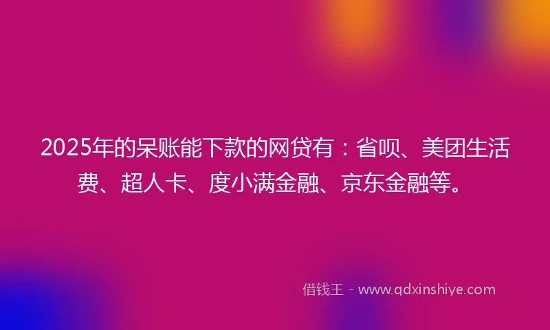 2025年的呆账能下款的网贷有：省呗、美团生活费、超人卡、度小满金融、京东金融等。