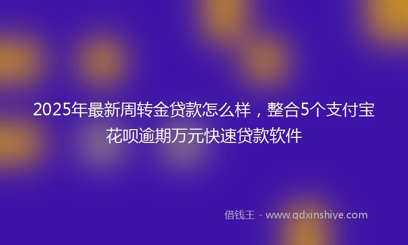 2025年最新周转金贷款怎么样，整合5个支付宝花呗逾期万元快速贷款软件