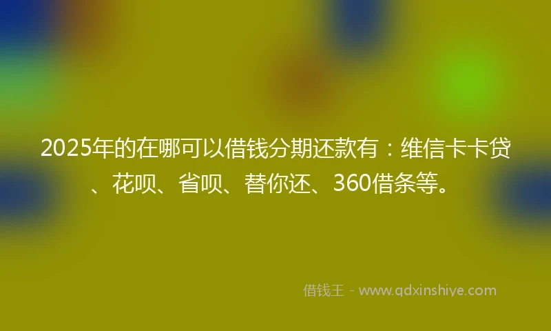 2025年的在哪可以借钱分期还款有：维信卡卡贷、花呗、省呗、替你还、360借条等。