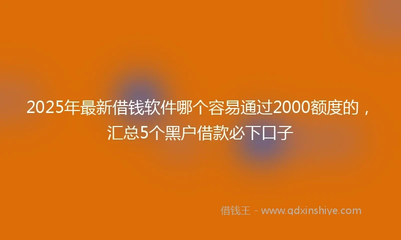 2025年最新借钱软件哪个容易通过2000额度的，汇总5个黑户借款必下口子