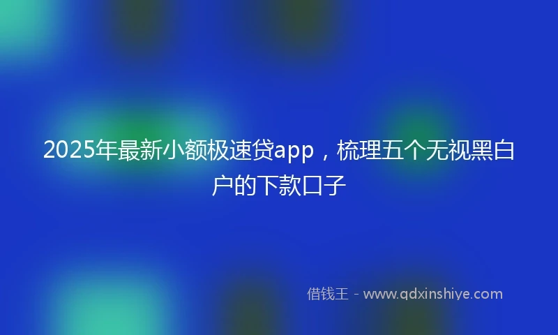 2025年最新小额极速贷app，梳理五个无视黑白户的下款口子