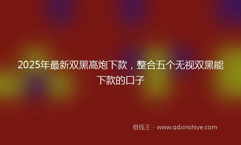 2025年最新双黑高炮下款，整合五个无视双黑能下款的口子