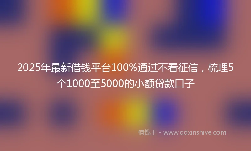 2025年最新借钱平台100%通过不看征信，梳理5个1000至5000的小额贷款口子